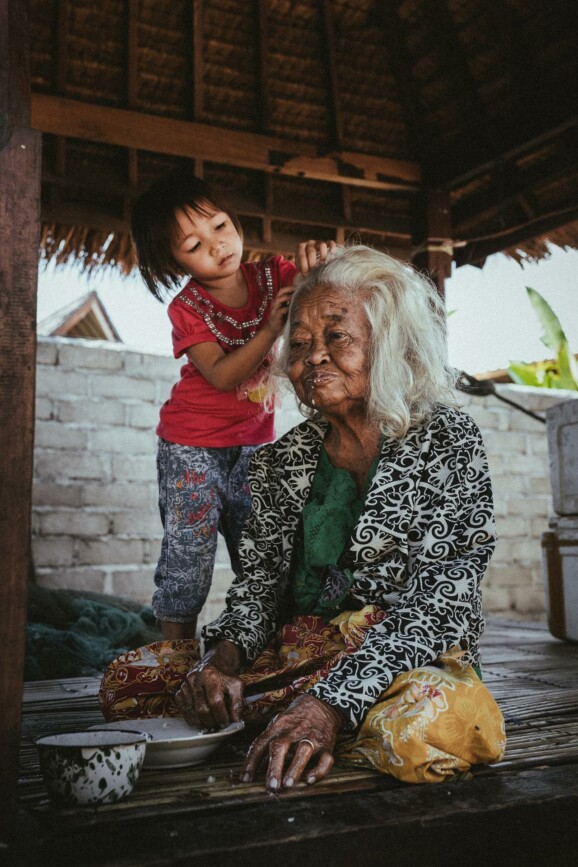 Grandma with granddaughter.